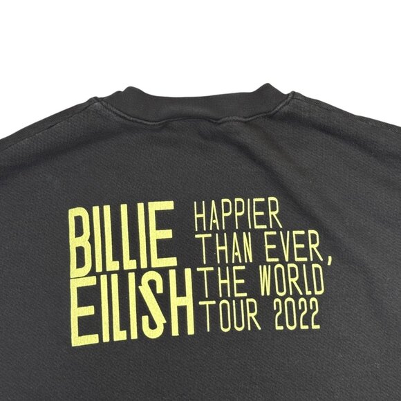 Billie Eilish Sweatshirt Adult L Happier Than Ever Tour 2022 Black Crewneck Top - Picture 9 of 9